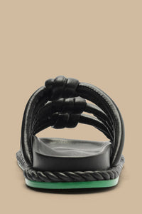 Flat sandals with leather ties - Black