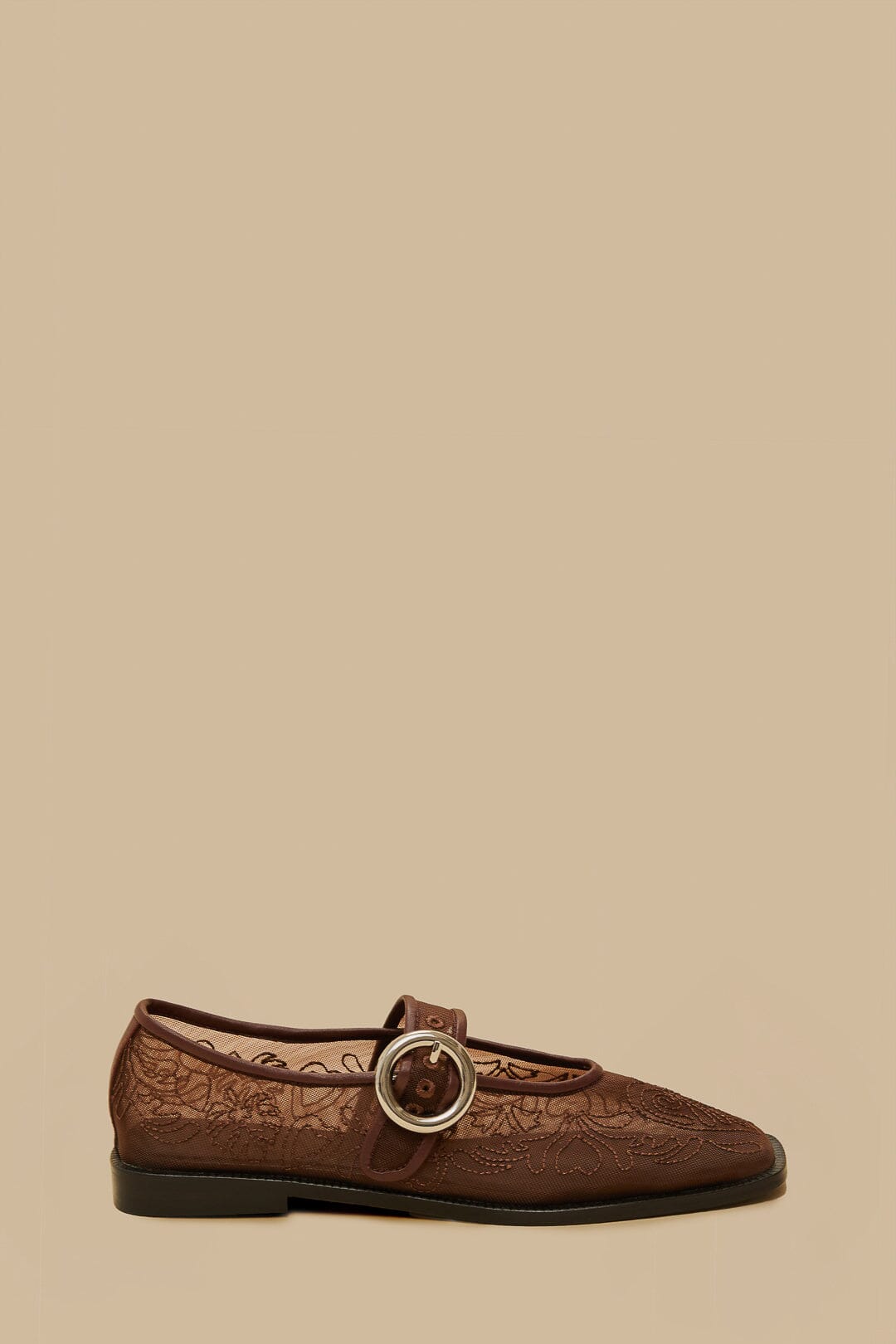 Square-toe cotton ballerinas - Brown