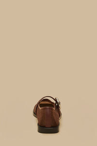 Square-toe cotton ballerinas - Brown