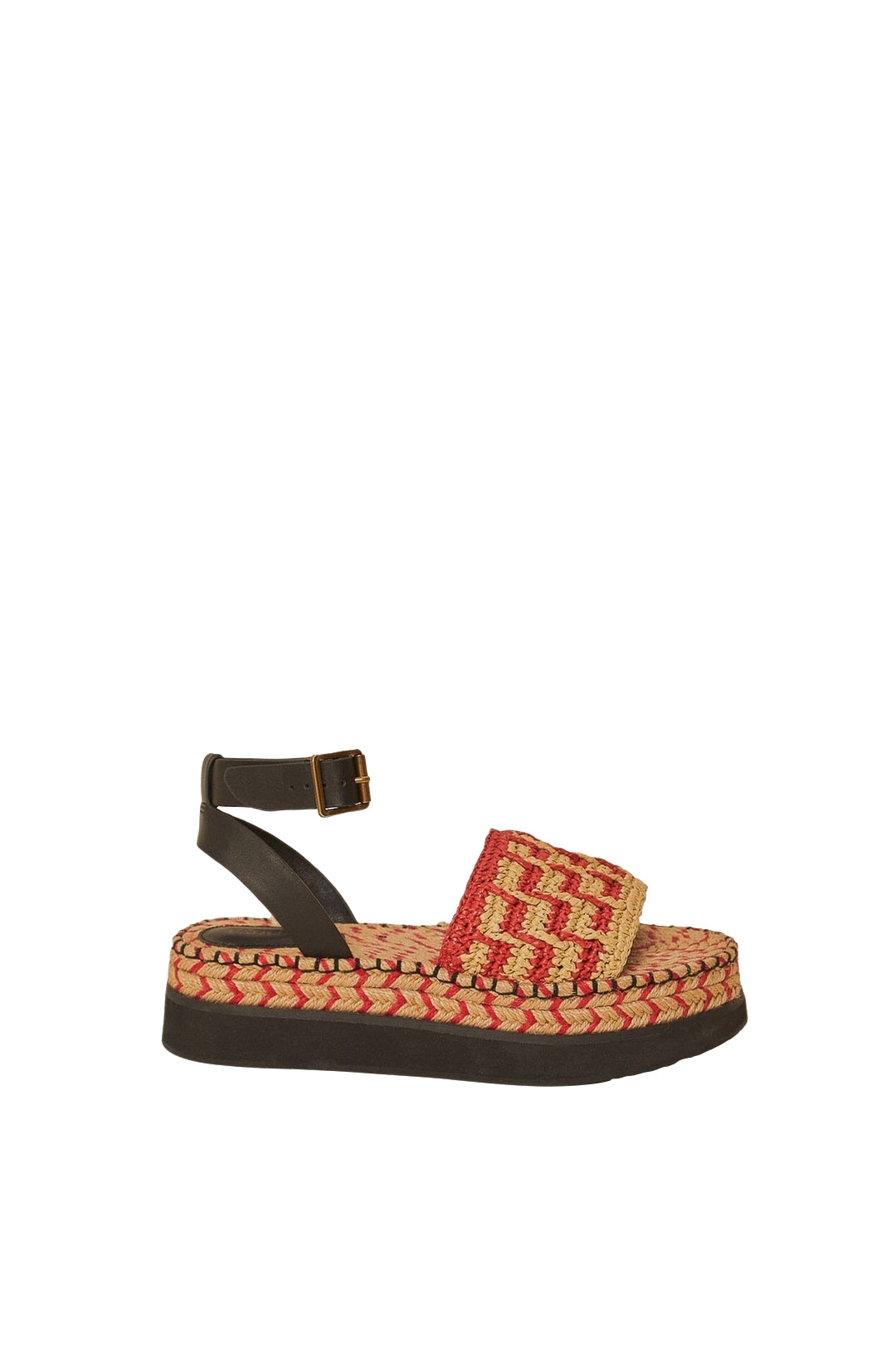 Marsala crochet platform espadrilles - Red