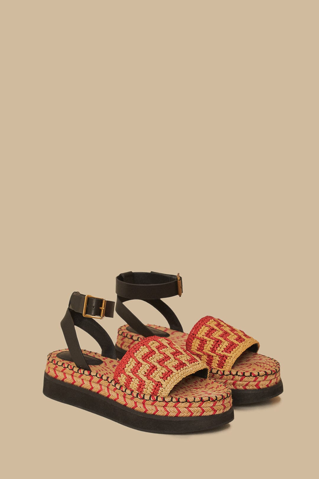 Marsala crochet platform espadrilles - Red