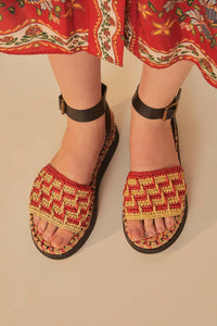 Marsala crochet platform espadrilles - Red