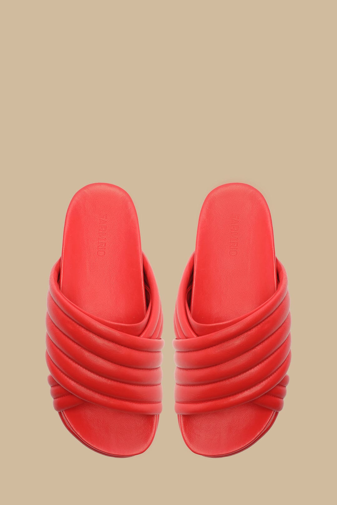 Sandales Puffy compensées en cuir - Rouge