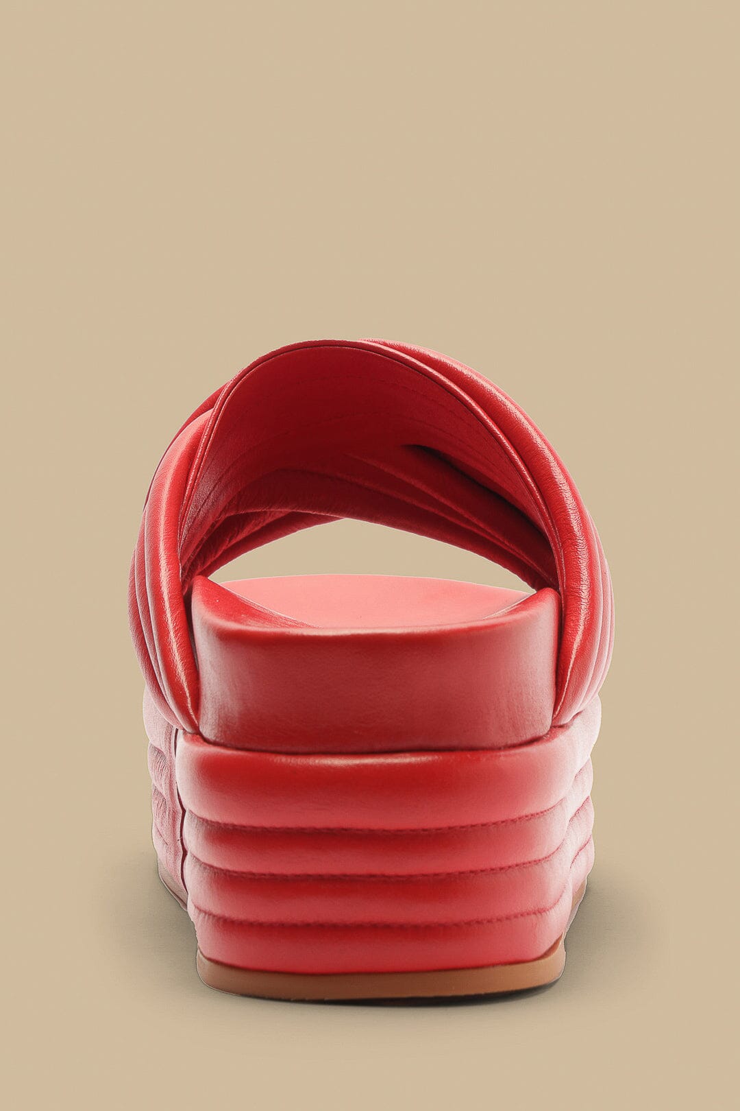 Sandales Puffy compensées en cuir - Rouge