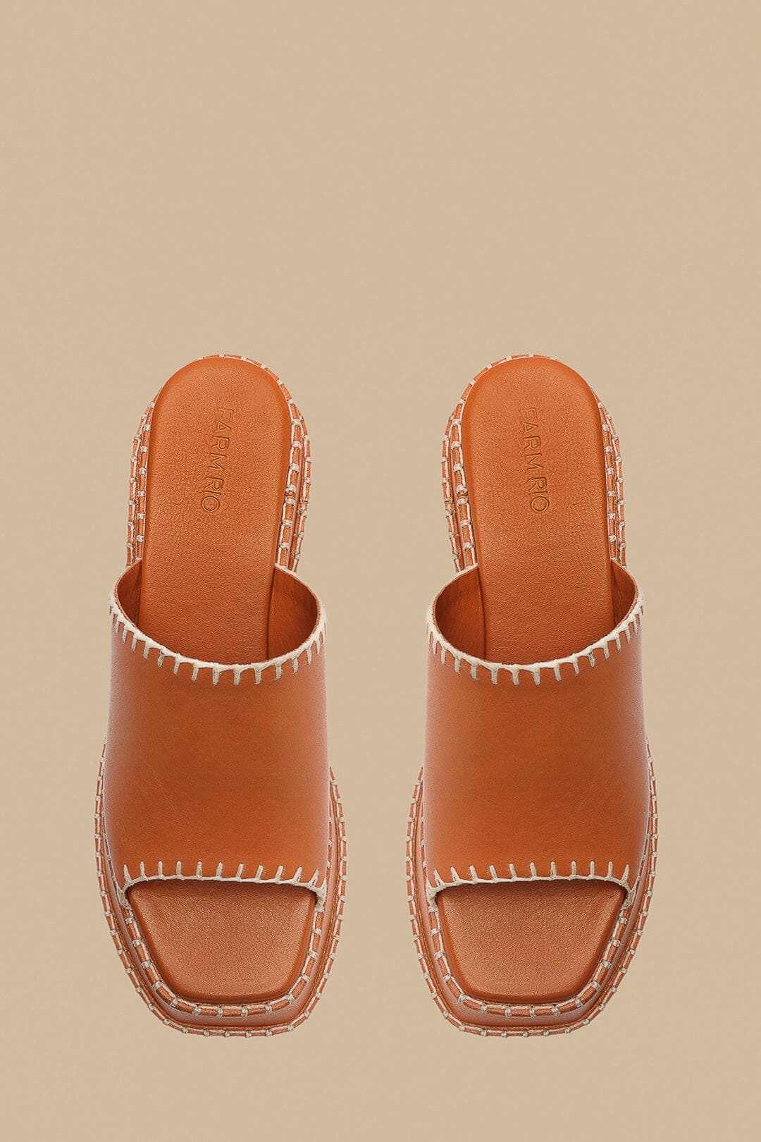 Mules compensées en cuir - Marron
