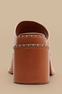 Mules compensées en cuir - Marron