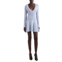 Short pleated knit dress - Pale Blue
