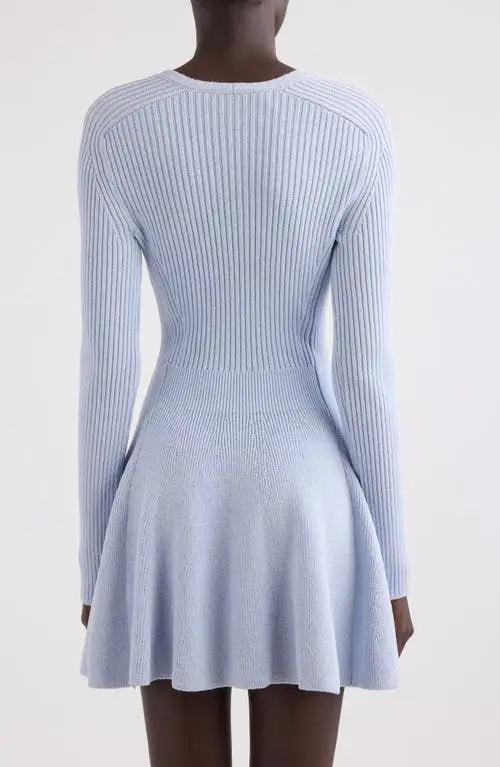 Short pleated knit dress - Pale Blue