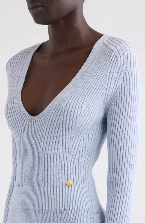 Short pleated knit dress - Pale Blue