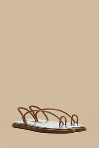 Camel leather drawstring sandals - Camel
