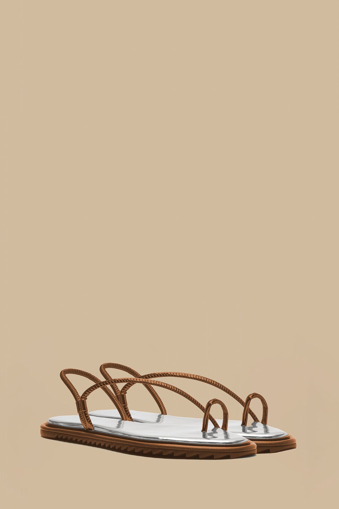 Camel leather drawstring sandals - Camel