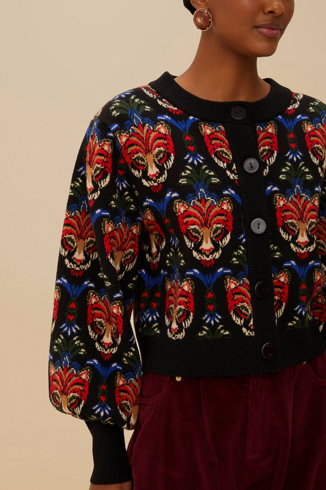 Cardigan Boho Panther - Noir