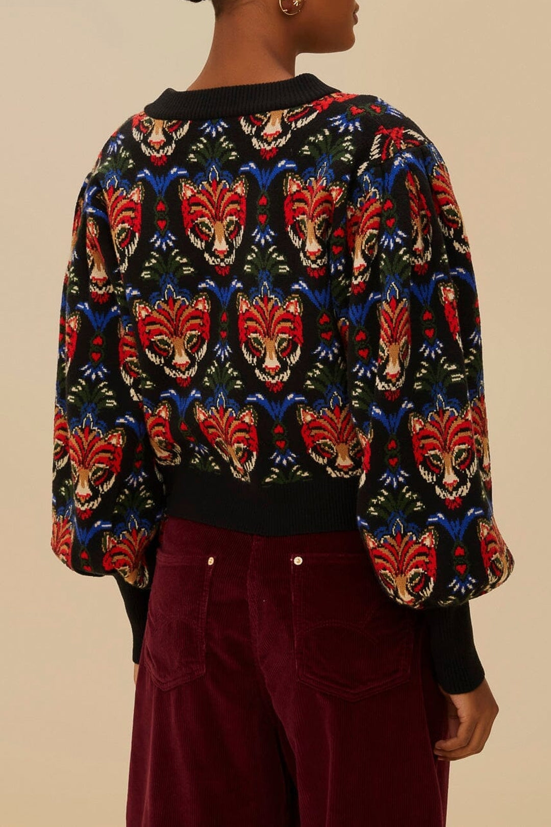 Cardigan Boho Panther - Noir