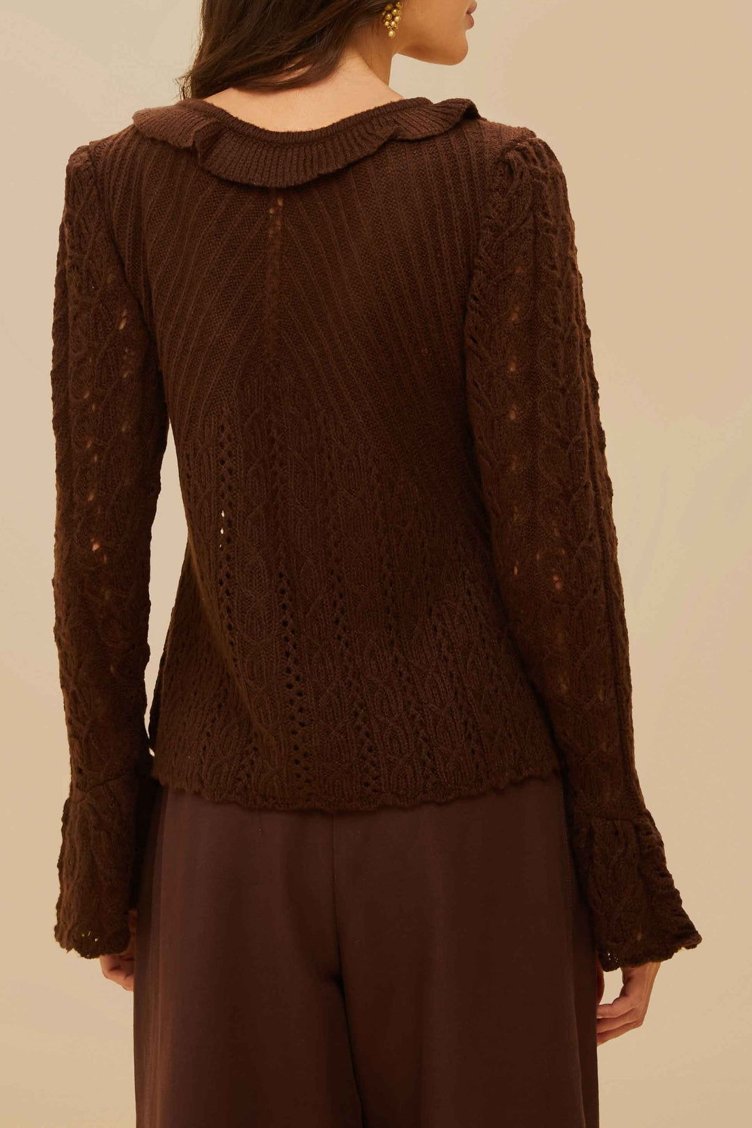 Cardigan Lace à volants - Marron