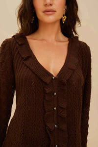 Cardigan Lace à volants - Marron