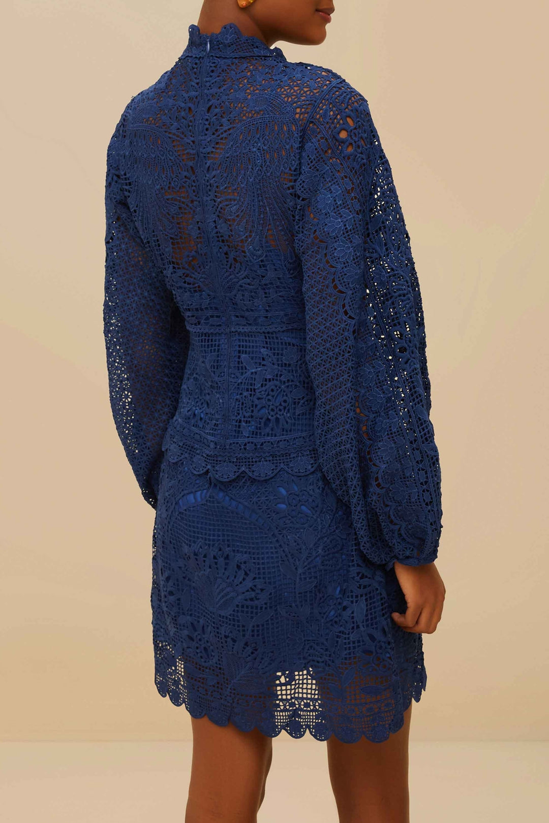 Robe courte Parrot Garden Guipure Navy - Bleu