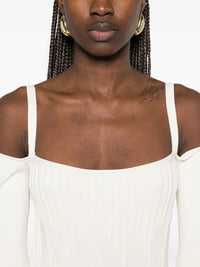 Robe en maille avec baleines apparentes - Off White
