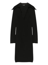 Robe col satiné à pointes - Black