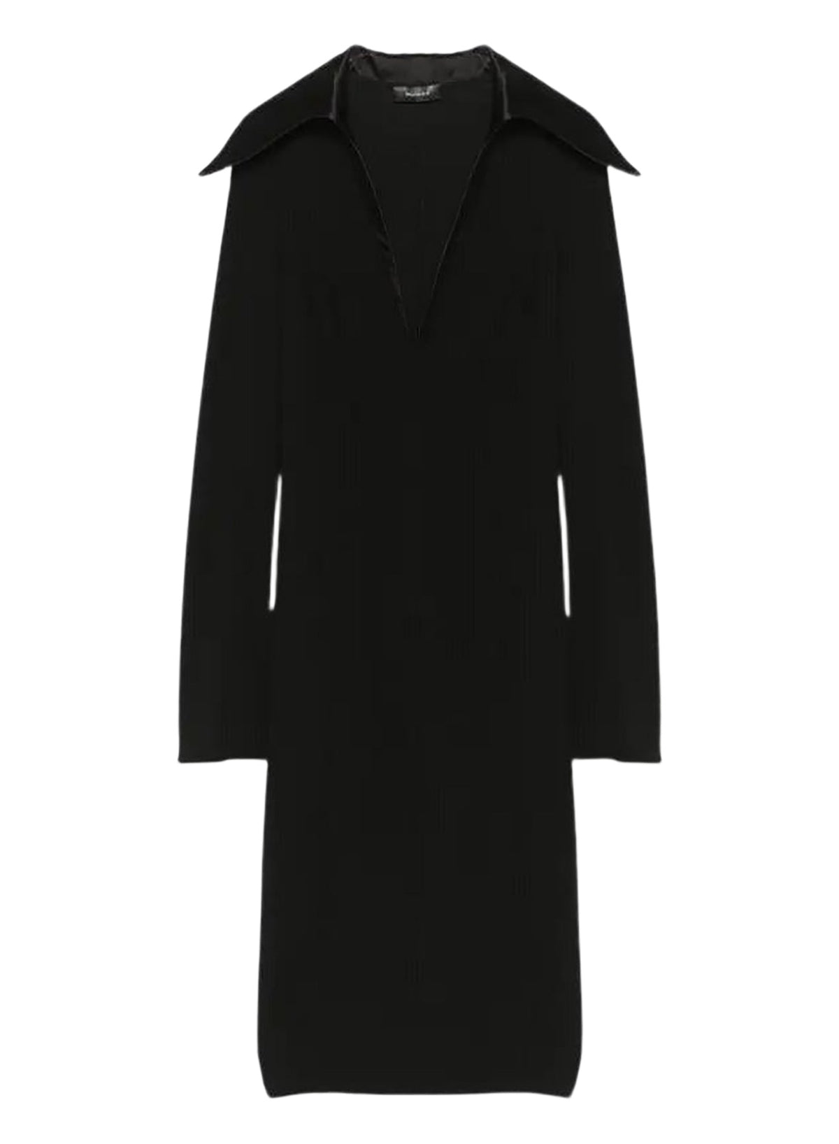 Robe col satiné à pointes - Black