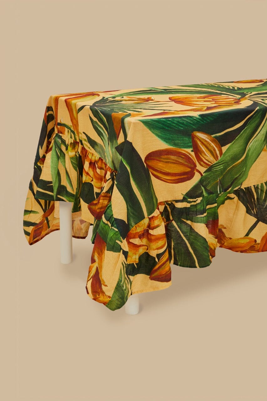 Nappe Tropical Joy en lin - Jaune