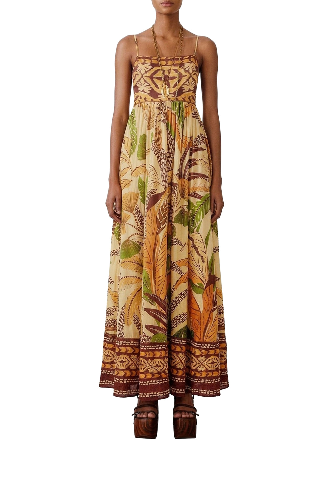 Robe longue Foliage Sketch Sand - Beige