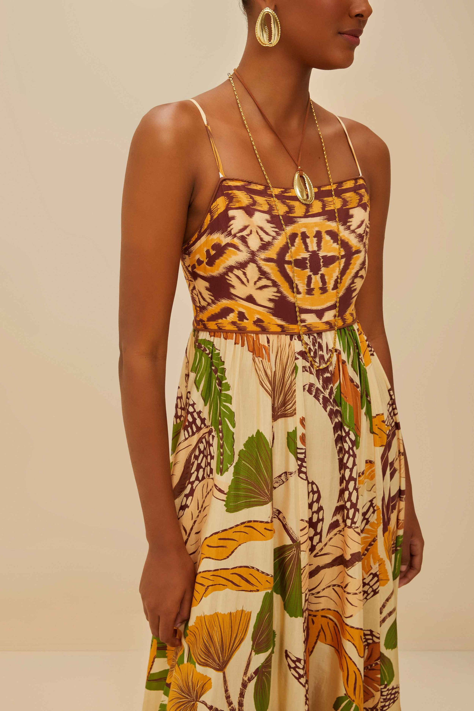 Robe longue Foliage Sketch Sand - Beige