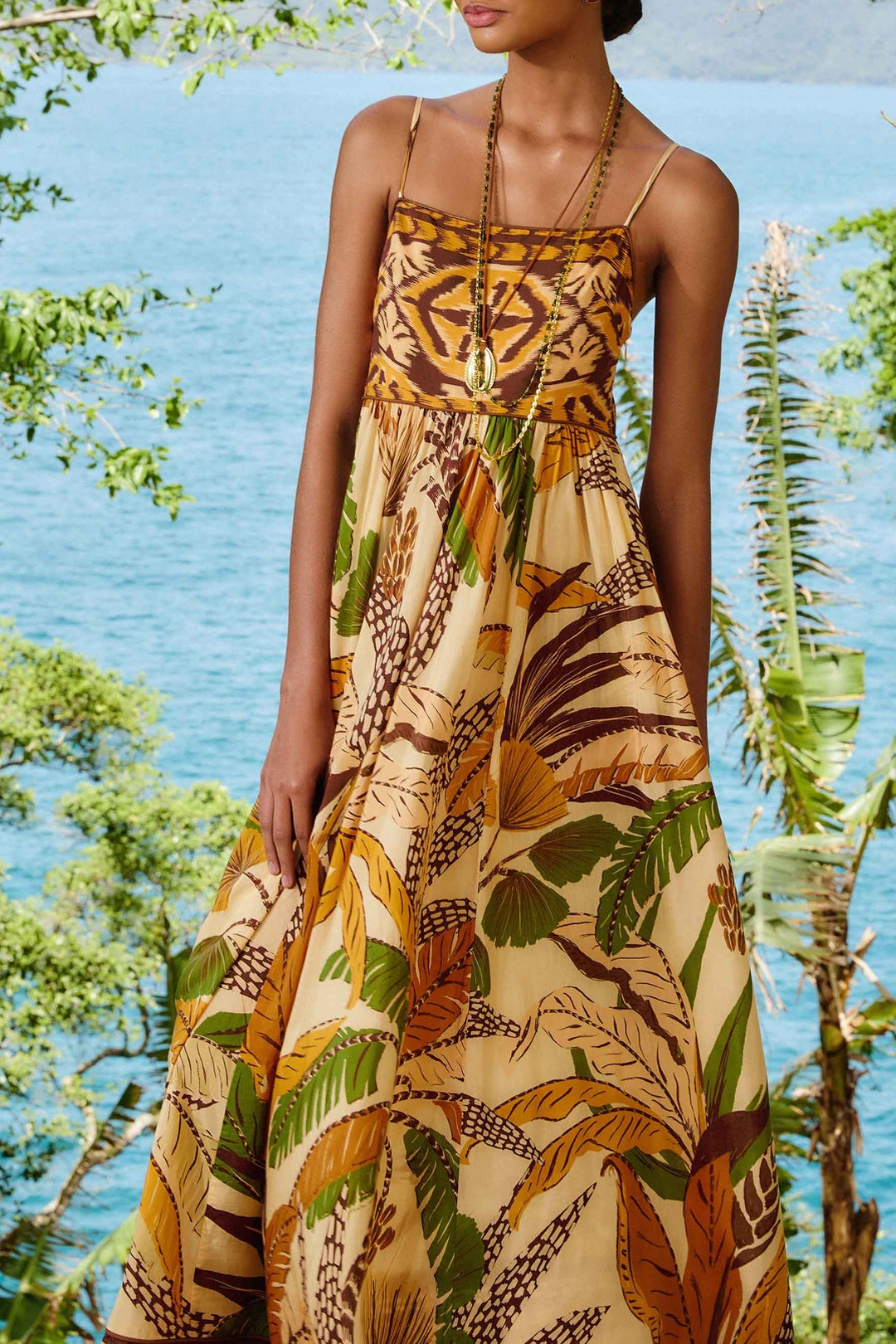 Robe longue Foliage Sketch Sand - Beige