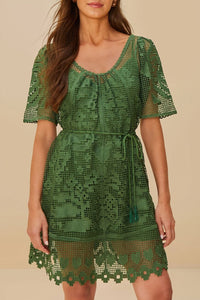 Robe courte Pineapple Guipure - Vert