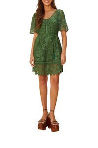 Robe courte Pineapple Guipure - Vert
