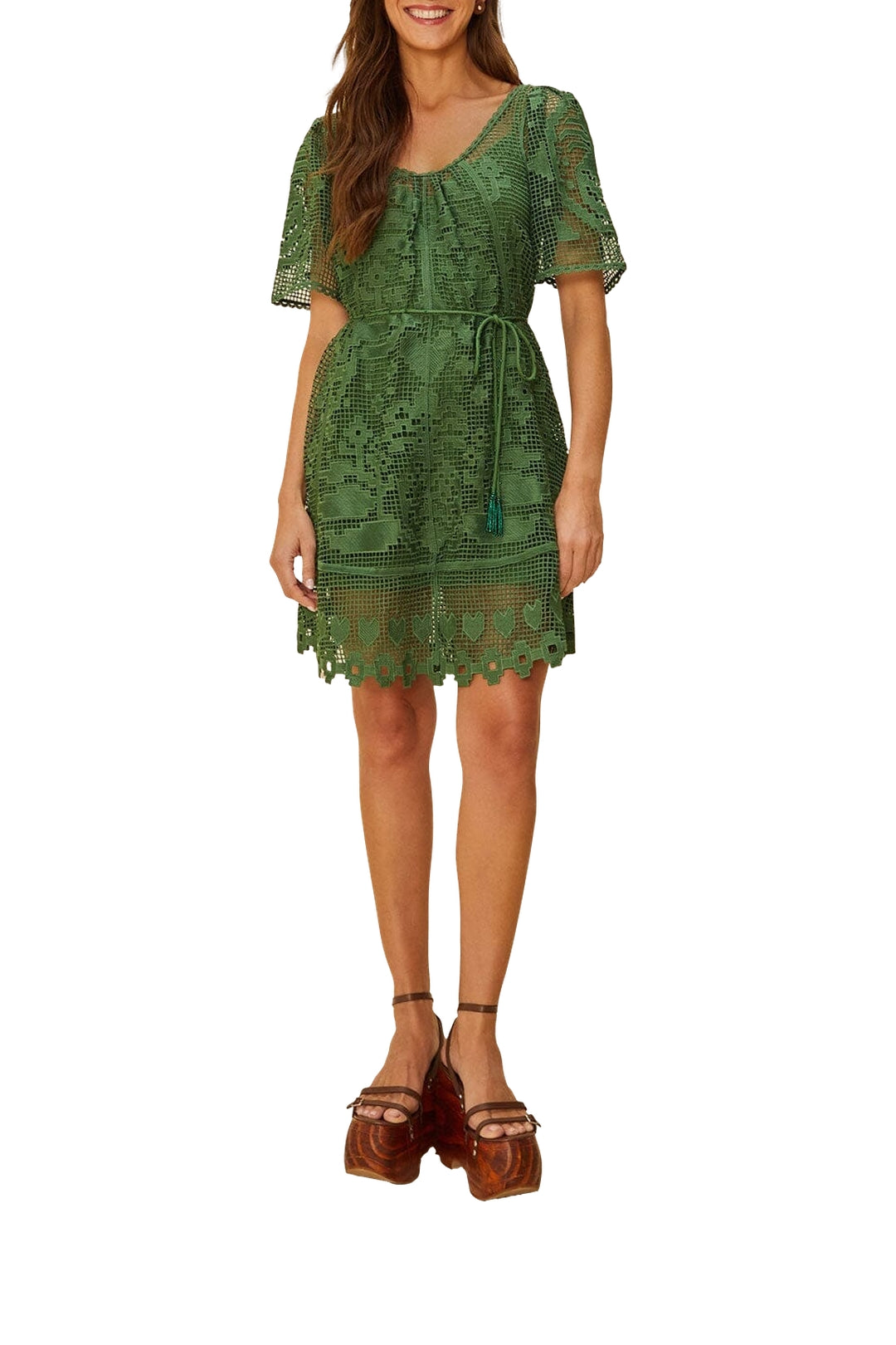 Robe courte Pineapple Guipure - Vert
