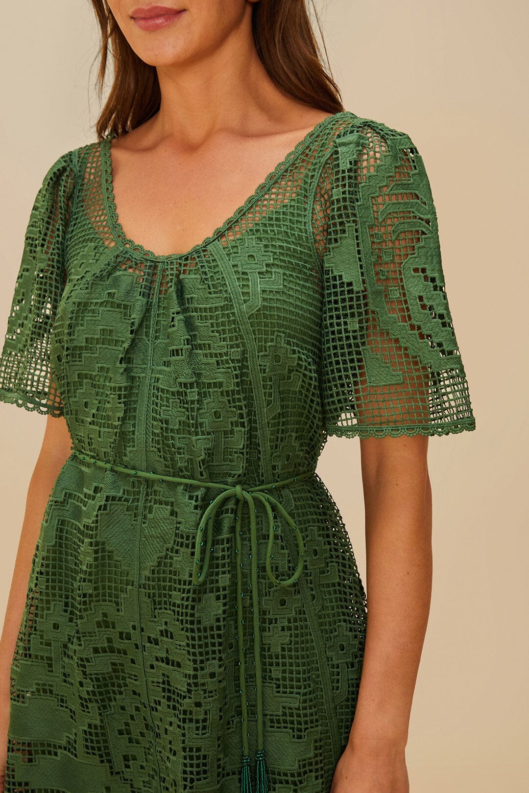 Robe courte Pineapple Guipure - Vert