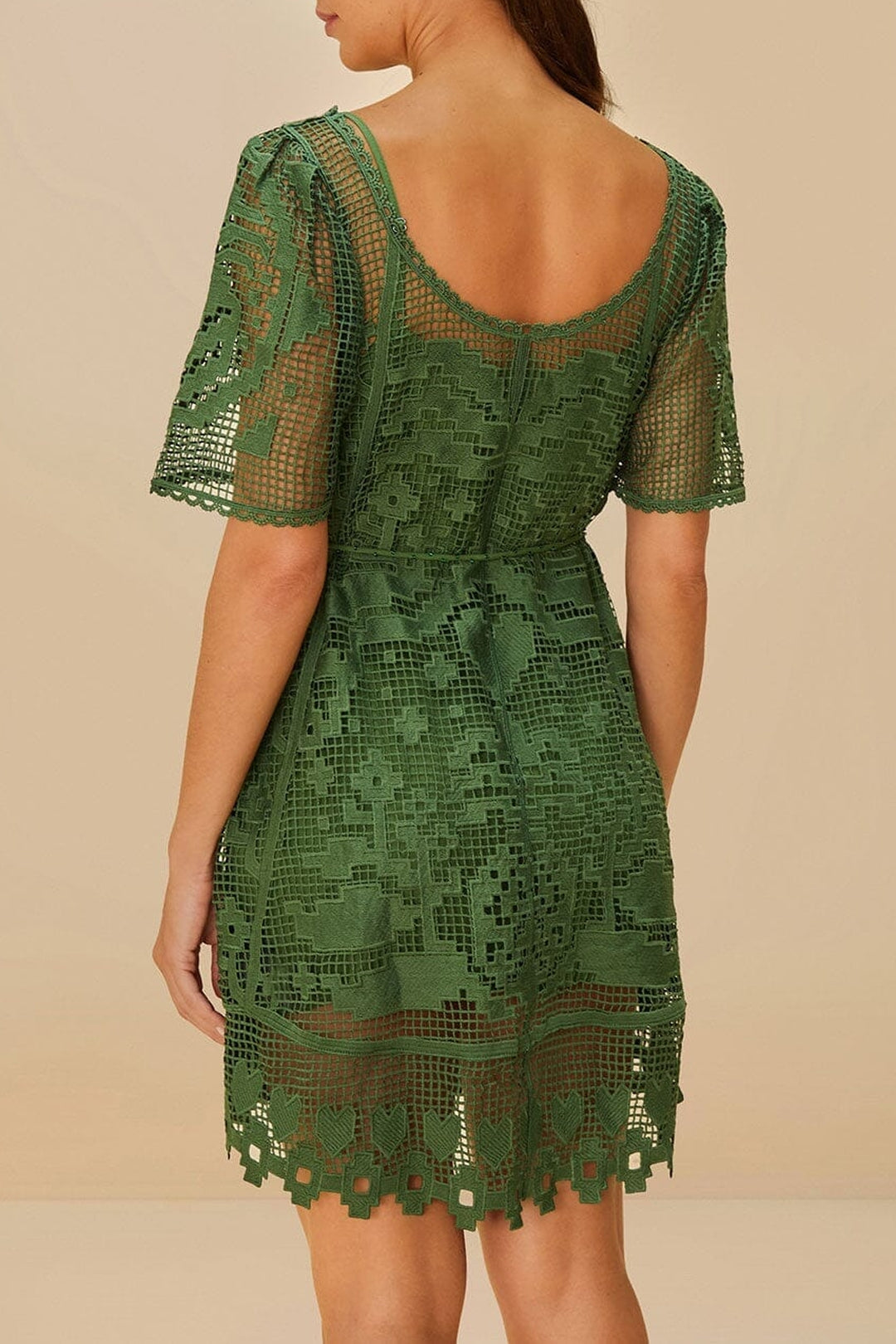 Robe courte Pineapple Guipure - Vert