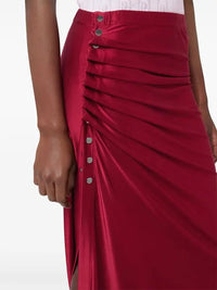 RED LONG DRAPED SKIRT IN JERSEY