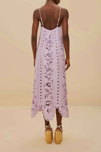 Richelieu long dress with linen straps - Violet