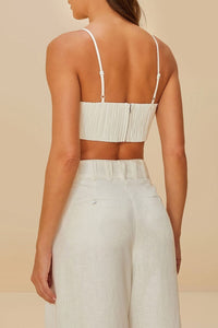Sunrise Cup tank top in linen - White