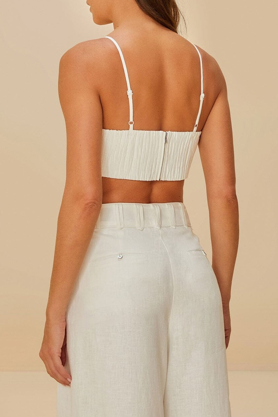 Sunrise Cup tank top in linen - White