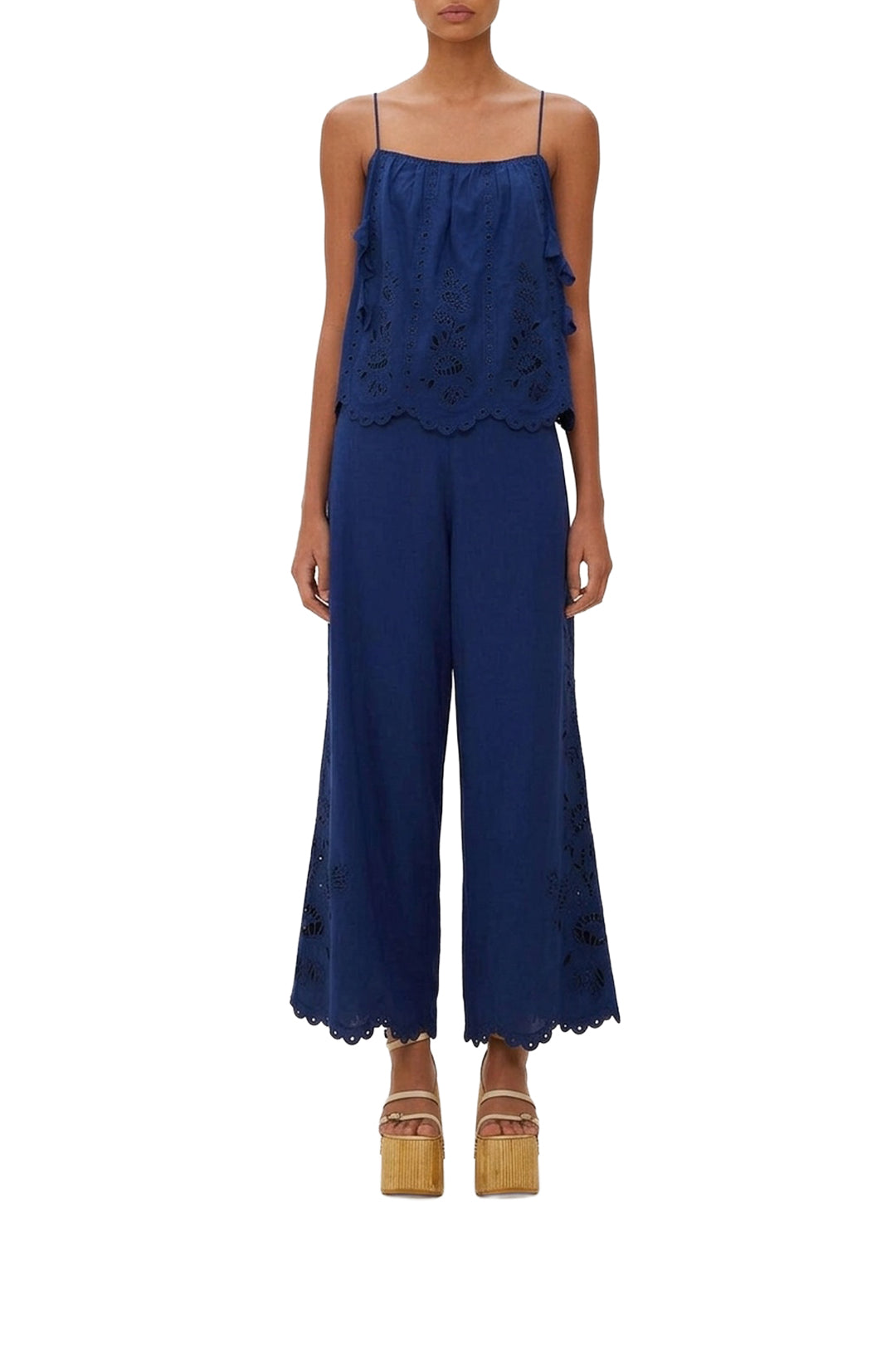 Pantalon Richelieu en lin - Bleu