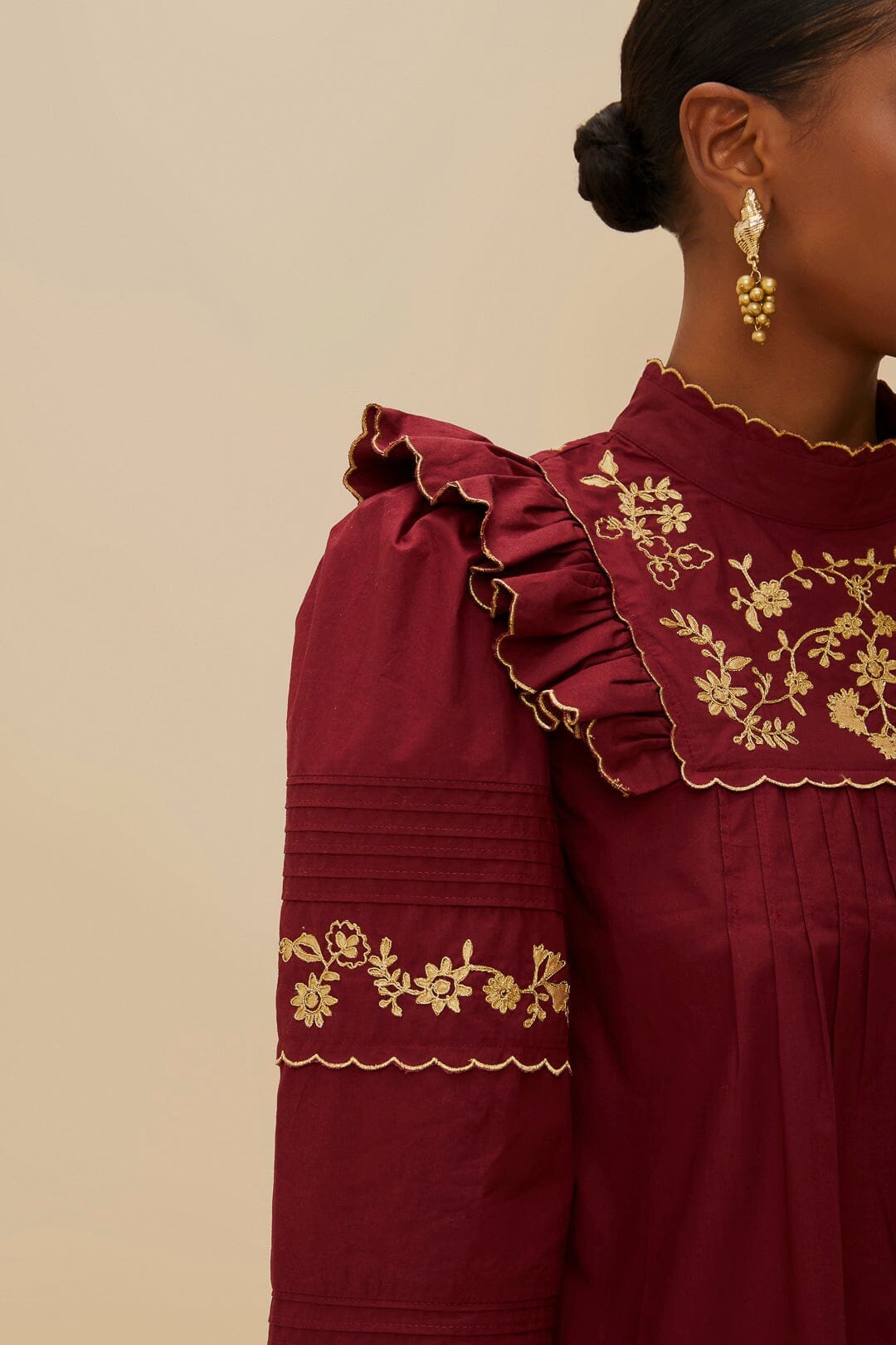 Blouse Golden brodée - Bordeaux