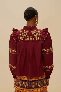 Blouse Golden brodée - Bordeaux