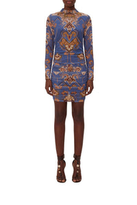 Ornament Floral Blue Robe courte - Ornament Floral Blue