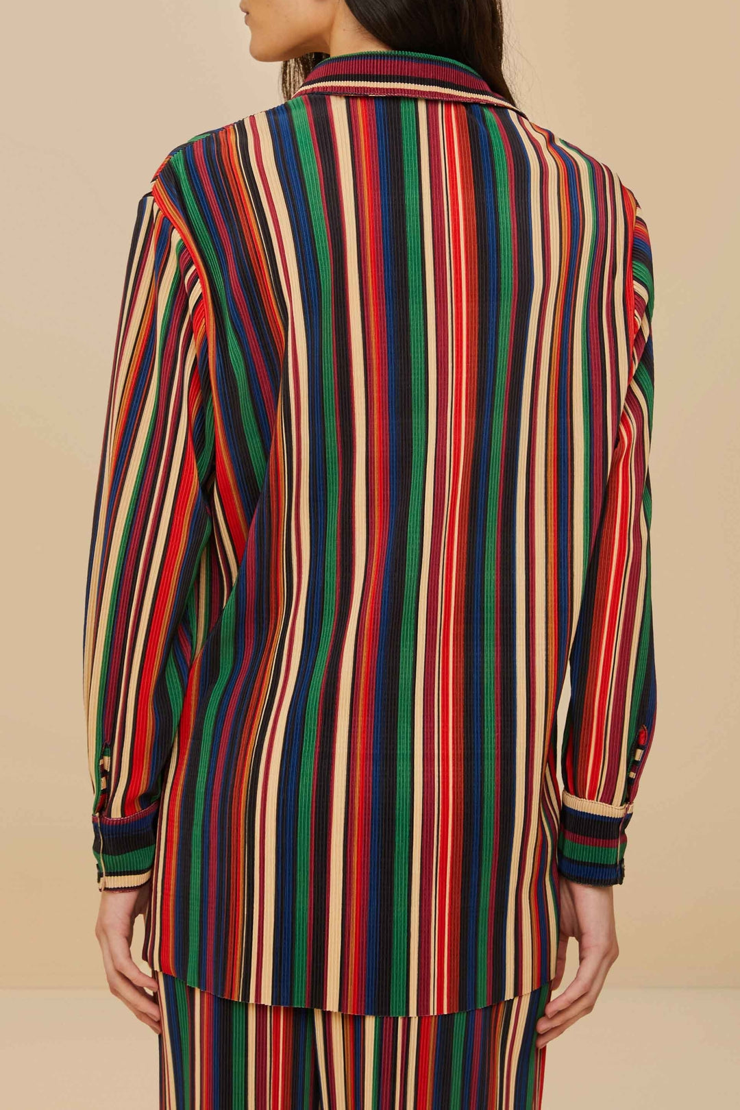 Chemise Pleated à rayures - Noir