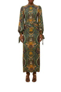 Long dress with long sleeves - Green