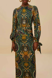 Long dress with long sleeves - Green