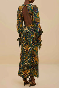 Long dress with long sleeves - Green