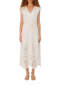 Strapless long dress in linen - White