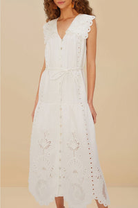 Strapless long dress in linen - White