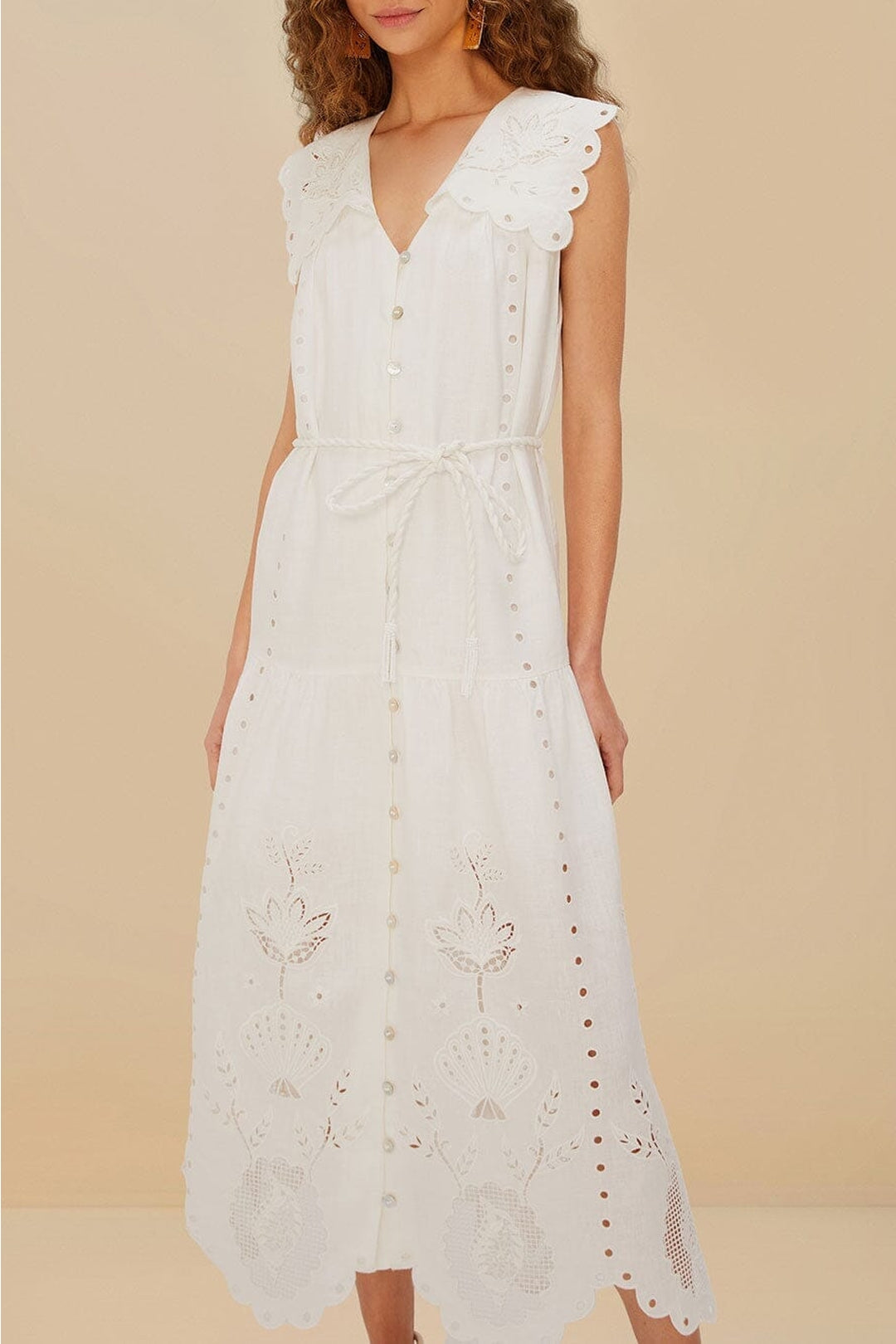 Strapless long dress in linen - White