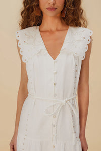 Strapless long dress in linen - White