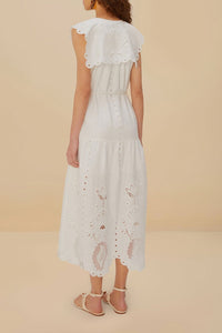 Strapless long dress in linen - White