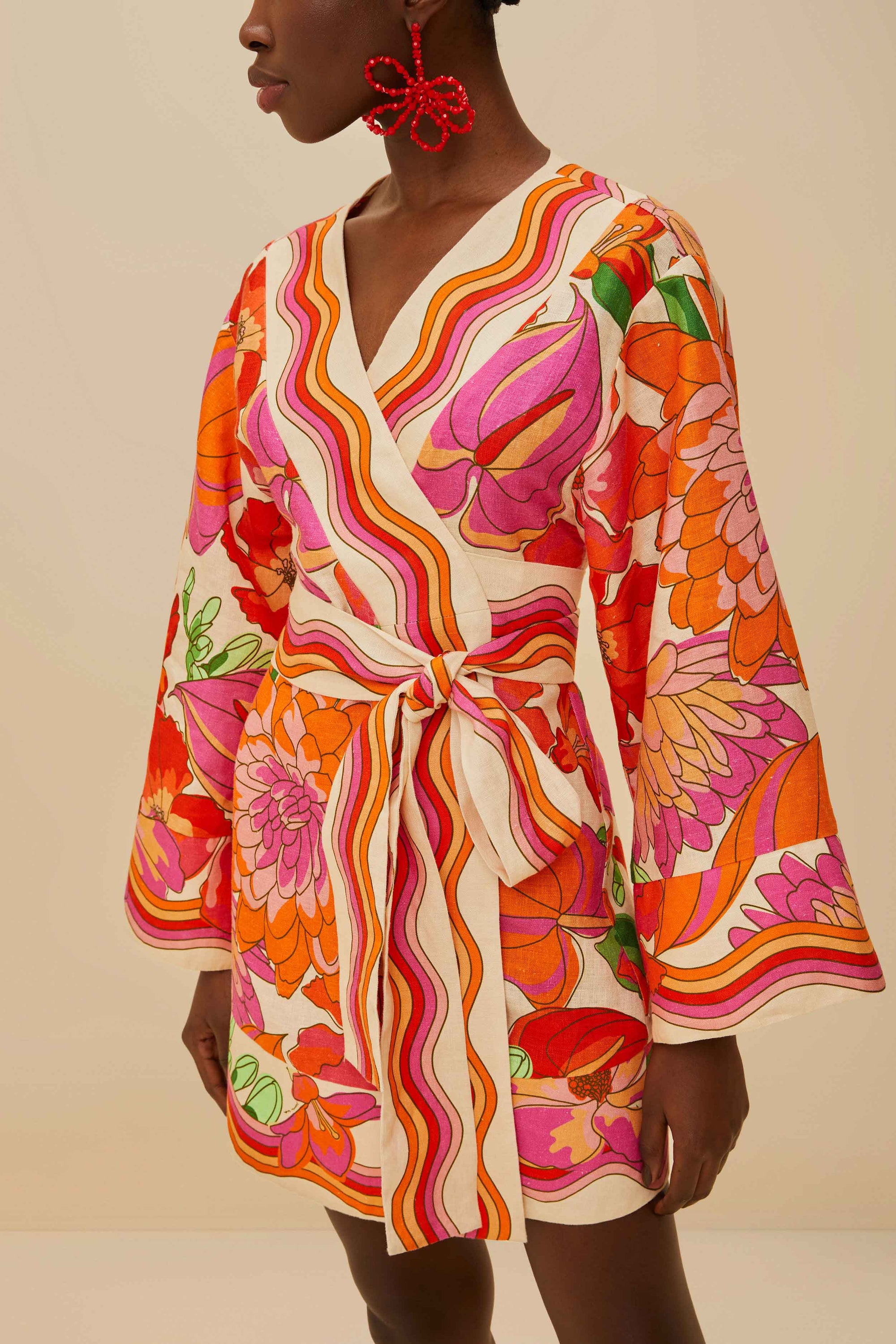 Robe courte Spring Affair en lin - Beige